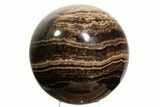 Swirling Polished Chocolate Calcite Sphere w/ Base - Pakistan #339406-3